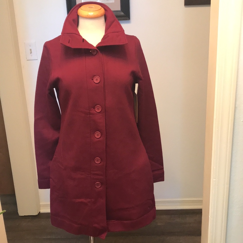 Womens Size Med Fleece Button Front Long Jacket